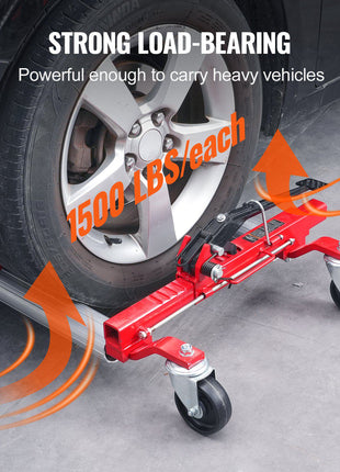Wheel Dolly, Max Capacity 1500 Lbs Car Dolly, Car Jack Dolly Lifter with Wheels, Heavy Duty Vehicle Positioning Ratchet Tire Jack, for Vehicle Car Auto Repair Moving, Set of 2