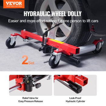Wheel Dolly, Max Capacity 1500 Lbs Car Dolly, Car Jack Dolly Lifter with Wheels, Heavy Duty Vehicle Positioning Hydraulic Tire Jack, for Vehicle Car Auto Repair Moving, Set of 2
