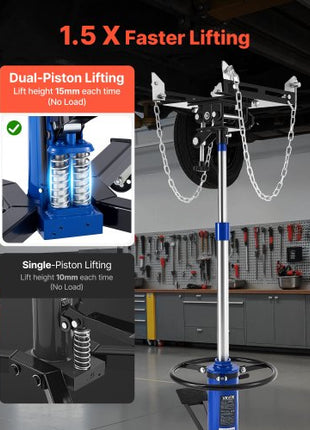 Hydraulic Transmission Jack, 1322 lbs / 0.6 Ton Lifting Capacity Telescoping Transmission Jack with Foot Pedal, Dual Telescopic Trans, 34.6-69.3 in High Lifting Height, Garage/Shop Lift Hoist