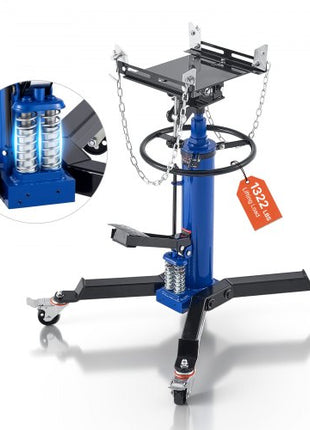 Hydraulic Transmission Jack, 1322 lbs / 0.6 Ton Lifting Capacity Telescoping Transmission Jack with Foot Pedal, Dual Telescopic Trans, 34.6-69.3 in High Lifting Height, Garage/Shop Lift Hoist