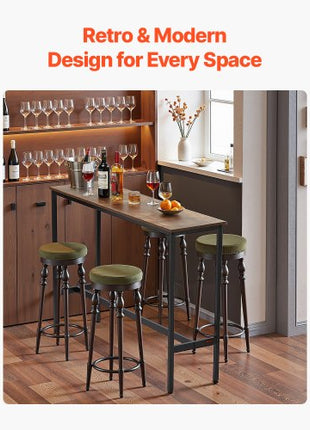 Bar Table, Sturdy Metal Frame High Top Pub Table, Narrow Long Kitchen Dining, Cocktail Counter Bar Height Desk, Easy to Assemble, 55x15x39 in, for Living Room Party, Rustic Brown and Black