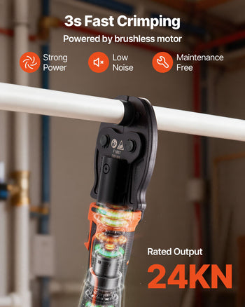 Cordless Mini Press Tool, 18V Electric Pipe Crimping Tool for 1/2", 3/4", 1" PEX Pipe Copper Rings, 24KN PEX Press Tool with 2pcs Battery, Fast Charger & Carrying Case - Meet ASTM F1807 Standard