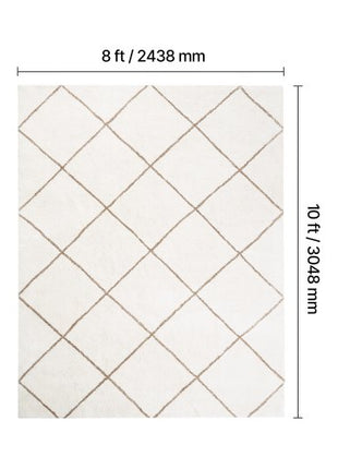 Indoor Plush Area Rugs, 8 x 10 ft Plush Carpet, Area Rugs Furry with Long Plushs Pile, Thick & Durable High-Pile Rug for High-Traffic Areas, Bedroom, Non-Shedding & Non-Slip Backing, Beige