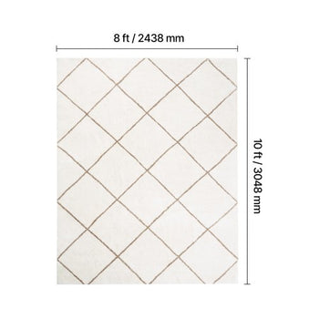Indoor Plush Area Rugs, 8 x 10 ft Plush Carpet, Area Rugs Furry with Long Plushs Pile, Thick & Durable High-Pile Rug for High-Traffic Areas, Bedroom, Non-Shedding & Non-Slip Backing, Beige