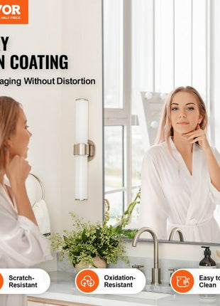 Wall Mounted Makeup Mirror, 0.15" Thick, 32" x 72" Mirror with Aluminium Alloy Frame & Explosion-Proof Film, Scratch-Resistant Mirror with Z-Shaped Bracket, Fit for Bathroom/Bedroom/Living Room
