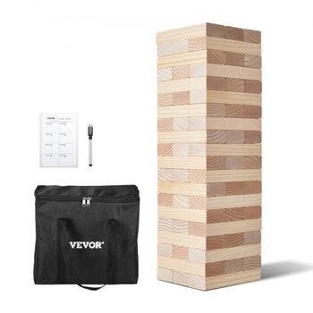 Tumbling Timber Toy, 60 Blocks Giant Tumble Tower Blocks Game, Pine Wood Tumbling Tower Game with Carry Bag and Scoreboard, Wooden Stacking Game, Tumble Tower Family Games for Indoor/Outdoor
