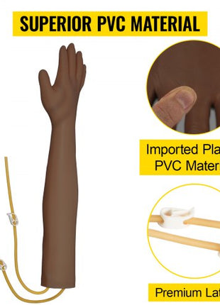 Phlebotomy Practice Kit, Dark Skin IV Practice Kit Venipuncture Learning Phlebotomy Practice Arm Kit with Infusion Stand for Nurse, Medical Students