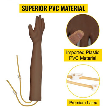 Phlebotomy Practice Kit, Dark Skin IV Practice Kit Venipuncture Learning Phlebotomy Practice Arm Kit with Infusion Stand for Nurse, Medical Students