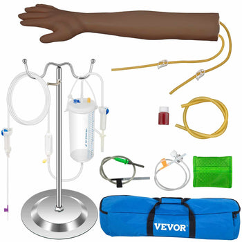 Phlebotomy Practice Kit, Dark Skin IV Practice Kit Venipuncture Learning Phlebotomy Practice Arm Kit with Infusion Stand for Nurse, Medical Students
