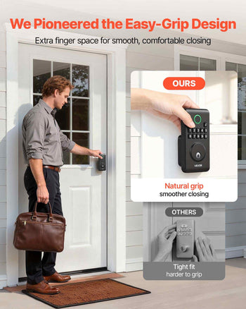 Keyless Entry Door Lock, Electronic Deadbolt with Customizable User Codes, Pioneering Easy-Grip Design, Keyed Entry, Auto Lock, Anti-Peeking Password, Backlit Keypad, for Home, Matte Black