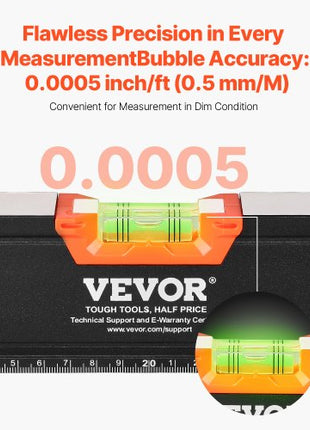 6-Piece Torpedo Level, 78/48/32/24/16/10 Inch Box Levels Set, Bubble Vials Ruler for 45/90/180 Degree, Shock-Proof Aluminum Alloy Magnetic Leveler Tool, SAE/Metric Scale(Only 10-inch has magnet)
