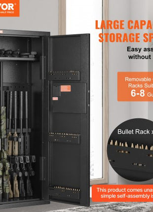 6-8 Rifles Gun Safe, Rifle Safe with Lock & Digital Keypad, Quick Access Tall Gun Storage Cabinet with Removable Shelf, Rifle Cabinet for Home Rifle and Shotguns