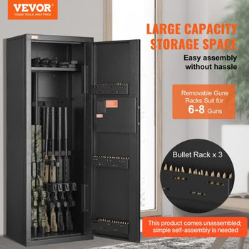 6-8 Rifles Gun Safe, Rifle Safe with Lock & Digital Keypad, Quick Access Tall Gun Storage Cabinet with Removable Shelf, Rifle Cabinet for Home Rifle and Shotguns