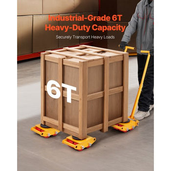 Machine Skate, 6T Machinery Skate Dolly, 13228 lbs Machinery Moving Skate, Machinery Mover Skate with 360° Rotation Cap and PU Directional Rollers, Heavy Duty Industrial Moving Equipment, Yellow