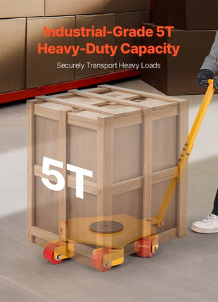 Machine Skate, 8800 lbs Machinery Moving Skate, Machinery Mover Skate with 360° Rotation Cap and PU Swivel Rollers, Heavy Duty Industrial Machinery Mover with Handle for Warehouse, Workshop