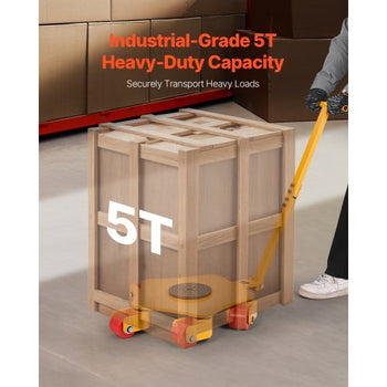 Machine Skate, 8800 lbs Machinery Moving Skate, Machinery Mover Skate with 360° Rotation Cap and PU Swivel Rollers, Heavy Duty Industrial Machinery Mover with Handle for Warehouse, Workshop