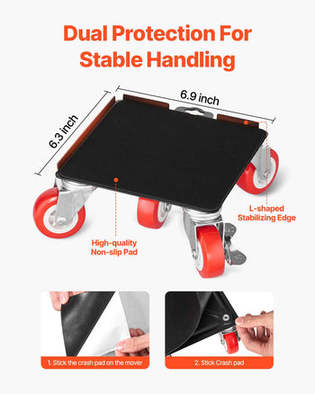 Furniture Dolly, Maximum Load 3474 lbs, Heavy Duty Furniture Movers with 5 360° Rotation Wheels, Carbon Steel Panel, Furniture Lift Slider Tool Set for Appliances, Sofa, Fridge, Washing Machine