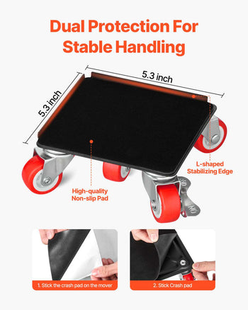Furniture Dolly, Maximum Load 1200 lbs, Heavy Duty Furniture Movers with 5 360° Rotation Wheels, Carbon Steel Panel, Furniture Lift Slider Tool Set for Appliances, Sofa, Fridge, Washing Machine