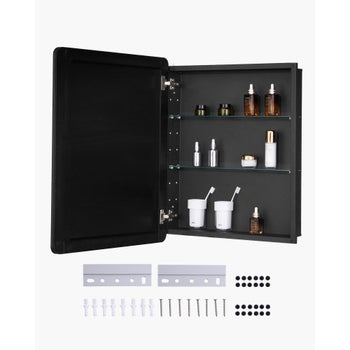 Medicine Cabinet, 24 x 30 inch, Medicine Cabinet for Bathroom with Mirror,  Aluminum Frame Bathroom Wall Cabinet, 2-layer Adjustable Shelves, Recessed & Wall-mounted Installation
