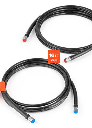 Hydraulic Hose Kit, 16 ft 2-Piece Leak-Proof TPEE Outboard Steering Hose Kit with 304 Stainless Steel Connector, Compatible with Marine Outboard Steering Systems, 20 MPa Max Working Pressure
