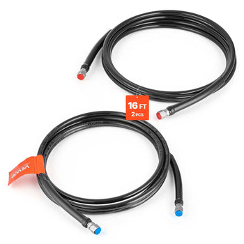 Hydraulic Hose Kit, 16 ft 2-Piece Leak-Proof TPEE Outboard Steering Hose Kit with 304 Stainless Steel Connector, Compatible with Marine Outboard Steering Systems, 20 MPa Max Working Pressure