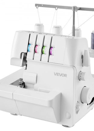 Serger Overlock Sewing Machine, 1250 Stitches Per Minute, 2-3-4 Thread Capability, 0.7-2 Adjustable Differential Feed, with Free Arm and LED Light, Sewing Machine for Various Fabrics, White