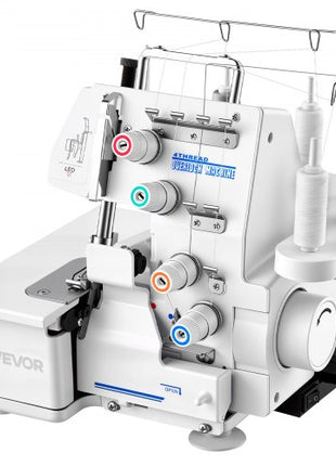 Serger Overlock Sewing Machine, 1250 Stitches Per Minute, 3 and 4 Thread Capability, with LED Light and Strong Suction Feet, Heavy-Duty Metal Frame Sewing Machine for Various Fabrics, White