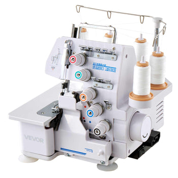 Serger Overlock Sewing Machine, 1250 Stitches Per Minute, 2-3-5 Thread Capability, with LED Light and Strong Suction Feet, Heavy-Duty Metal Frame Sewing Machine for Various Fabrics, White