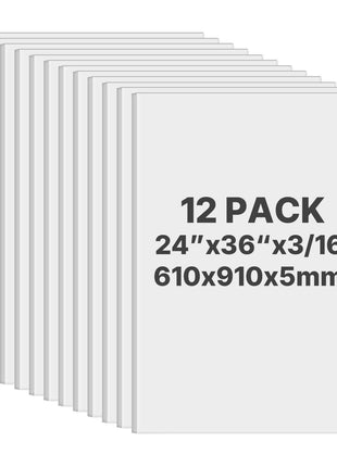 Foam Board, 12 Pack 24 x 36 Inch, 3/16 Inch Thickness White Poster Board, Acid-Free Double Sided Foam Core Sheets for Mounting, Crafts, Paintings Prints, Art, Display, Presentation and Projects