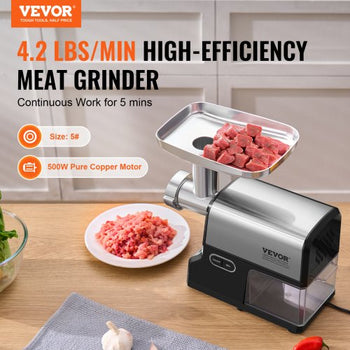 Meat Grinder, 4.2 Lbs/Min Capacity Electric Meat Grinders with Blade, Grinding Plate, Sausage Maker, Kubbe Kit, Stainless Steel Meat Mincer for Home Kitchen
