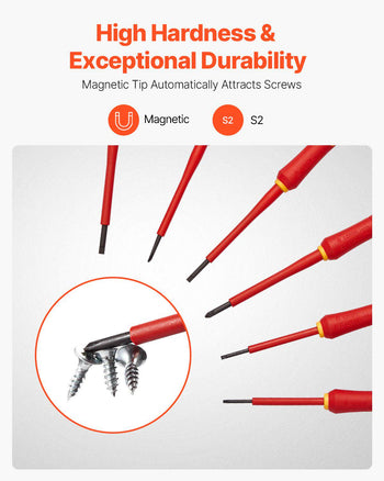 Insulated Screwdriver Set, 6-Piece Professional Electrical Screwdriver Set, 1000V Insulated Electrician Tool Set, with Magnetic Phillips Slotted Tips, 360-Degree Rotating Screwdriver and Bag