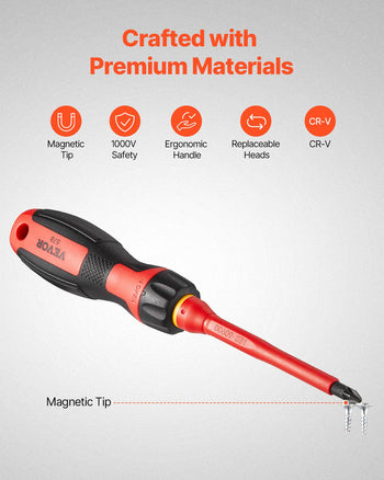 Insulated Screwdriver Set, 13-Piece Professional Electrical Screwdriver Set, 1000V Insulated Electrician Tool Set, with Magnetic Phillips Slotted Pozi Torx Tips, Screwdrivers, for Electricians