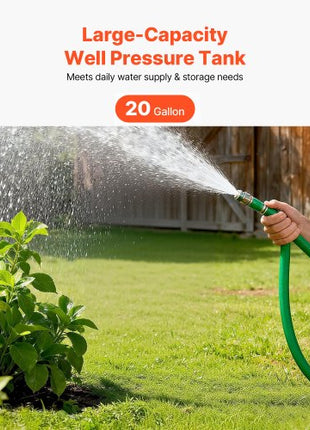 20-Gallon Vertical Well Pressure Tank, Pre-Charged Pressurized Water Tank for Well Pumps, Heavy-Duty Carbon Steel Water Storage Container for Home, School, Farm & Irrigation Systems