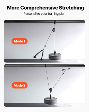 Pulley System, 1 PC LAT and Lift Pulley System, Gym Rack Pulleys Attachment with two Steel Cables, Short Bar, Dual Grip Handles, Cable Machine for Bicep, Shoulder, Back, Up to 280 lbs Capacity
