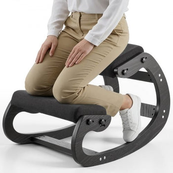 Ergonomic Kneeling Chair, Wooden Posture Knee Chair with Adjustable Thick Foam Cushions & Solid Wood Frame, Adjustable Height, Relief for Neck or Back Pain for Home, Office or Meditation, Black