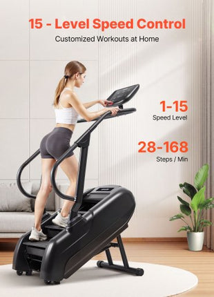 Stair Stepper Machine, LED Screen Continuous Climbing Machines, Max Load 330 Lbs Stepping Climber for Home, 15 Speed Levels 28-168 Steps/Minute Stepmill Exercise for Cardio Lower Body