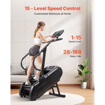 Stair Stepper Machine, LED Screen Continuous Climbing Machines, Max Load 330 Lbs Stepping Climber for Home, 15 Speed Levels 28-168 Steps/Minute Stepmill Exercise for Cardio Lower Body