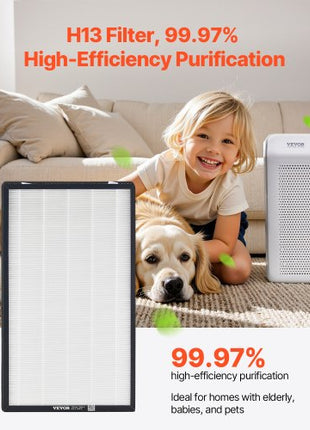 Air Purifier Replacement Filter, H13, 2-in-1 Compact & Lightweight Replacement Filter with Non-Woven Fabric, Easy-to-Install Purifier Filter with Activated Carbon, Fit for Square Purifier