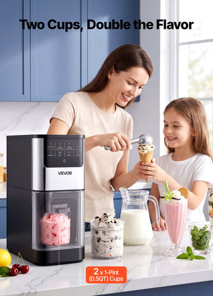 Ice Cream Maker, 7-in-1 Frozen Treat Maker for Gelato, Sorbet, Milkshake, Frozen Yogurt & Lite Ice Cream, Homemade Ice-Cream Machine with One-Touch Mix-in + Respin for Smooth, Creamy Texture