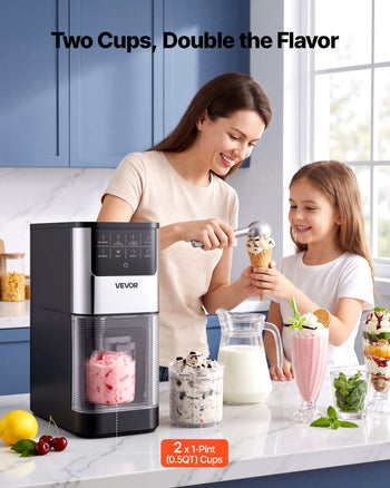 Ice Cream Maker, 7-in-1 Frozen Treat Maker for Gelato, Sorbet, Milkshake, Frozen Yogurt & Lite Ice Cream, Homemade Ice-Cream Machine with One-Touch Mix-in + Respin for Smooth, Creamy Texture