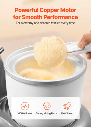Ice Cream Maker, 1.8 Qt. Capacity, 6-Speed Electric Stand Mixer, with LED Digital Display & Timer, Mixing Paddle, Dough Hook, Splash Guard, for Homemade Frozen Yogurt Fruit Sorbet Gelato, Grey