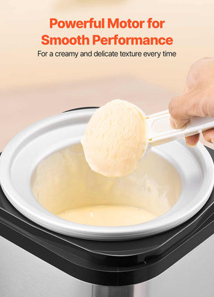 Ice Cream Maker, 2.11 Qt. Large Capacity, Electric Automatic Ice-Cream Machine, with Easy Operation & Cleaning, Stainless Steel Shell, for Homemade Frozen Yogurt, Fruit Sorbet, Gelato, Silver