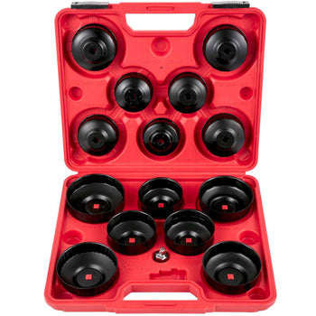 Oil Filter Socket Set, 14 Pcs Oil Filter Wrench Set, Sturdy Steel Oil Filter Socket, 3/8\" Oil Filter Socket, Low Profile Oil Filter Socket Set For Easy Access, Oil Filter Wrench Cap Set with Ca