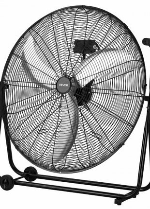 Industrial Shop Fan, 30 Inch Floor Drum Fan, High Velocity 12000 CFM, Heavy Duty Aluminum Blades, 3 Speeds, 360 Degree Tilt, Ideal for Commercial, Garage, Warehouse, Basement, Workshop, Black