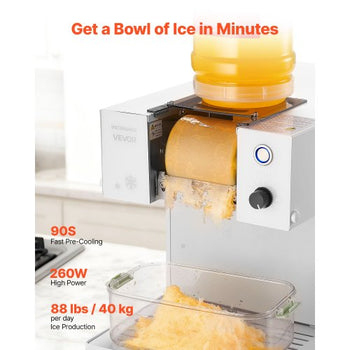 Snowflake Ice Machine, 88LBS/24H Snowflake Ice Maker, Ice-Shaver Machine with Stainless Steel Blade, Electric Snow Cone Maker with 0.48 Gal Tank, 90S Fast Pre-Cooling, for Home & Small Gathering