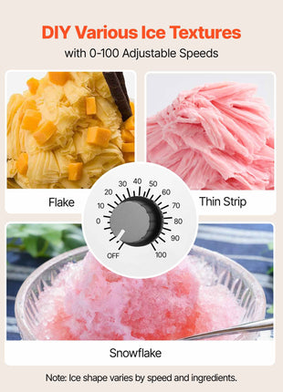 Snowflake Ice Machine, 132LBS/24H Snowflake Ice Maker, Ice-Shaver Machine with Stainless Steel Blade, Electric Snow Cone Maker with 0.48Gal Tank, 90S Fast Pre-Cooling, for Home & Small Gathering
