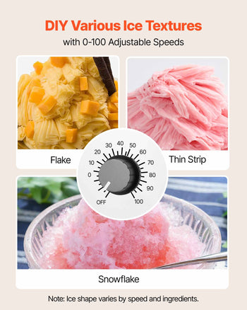 Snowflake Ice Machine, 132LBS/24H Snowflake Ice Maker, Ice-Shaver Machine with Stainless Steel Blade, Electric Snow Cone Maker with 0.48Gal Tank, 90S Fast Pre-Cooling, for Home & Small Gathering