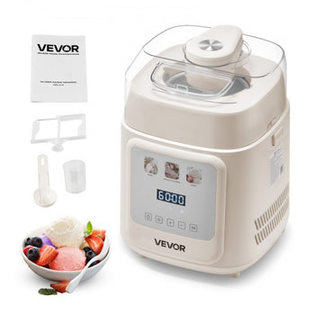 Upright Automatic Ice Cream Maker with Built-in Compressor, 1 Quart No Pre-freezing Gelato Maker & Frozen Yogurt Machine, 4 Modes Electric Sorbet-Maker, Compressor Ice Cream Machine for Home