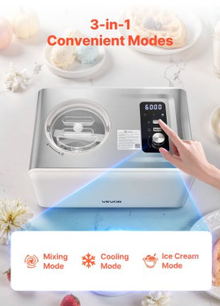 Automatic Ice Cream Maker with Built-in Compressor, 2 Quart No Pre-freezing Gelato Maker, Electric Sorbet-Maker, 3 Modes Compressor Ice Cream Machine for Home Kitchen
