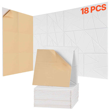 18 Pack Acoustic Panels with Self Adhesive, 11.8 x 11.8 x 0.4 inch Sound Proof Foam Panels, Polyester Fiber Soundproof Wall Panels High Density, for Home, Studio, Office, Theater, White